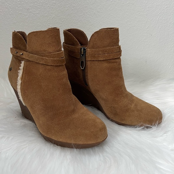 UGG ALEXANDRA SUEDE WEDGE ANKLE BOOTS - Picture 5 of 6
